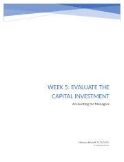 Corporate Investment Assignment Docx WEEK 5 EVALUATE THE CAPITAL