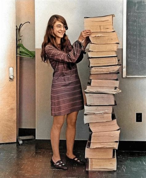 Margaret Hamilton Standing Beside The Codes She Created To Program The