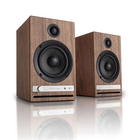 audioengine hd wireless bluetooth speakers real walnut wood veneer