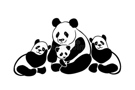 The Panda Family. Mom and Baby Panda. Vector Illustration Stock Vector ...