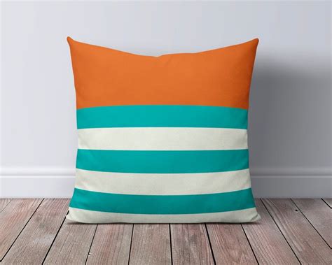 Burnt Orange Teal Outdoor Pillow Patio Cushions Patio | Etsy