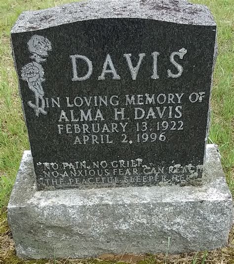 Tombstone Alma Davis St Andrew S United Cemetery Coe Hill Ontario