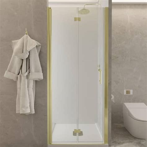 Es Diy In W X In H Bi Fold Frameless Shower Door In Brushed