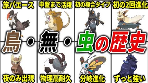 序盤鳥・ノーマル・虫ポケモンたちの歴史を総まとめ【総集編】 Youtube