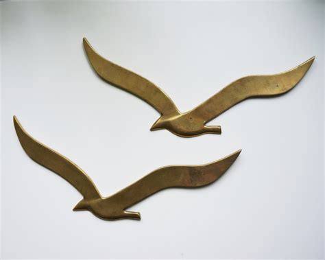 Brass Seagulls Wall Decor Beach House Set Of 2