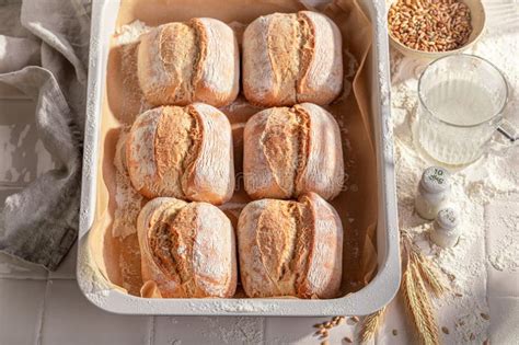 Fresh And Hot Rolls In Rustic Bakehouse Stock Image Image Of Pastry Flour 312071755