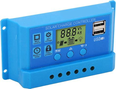 Solar Controller 2 Usb Solar Panel Controller 12v 24v Blue Pwm Mppt For Industrial