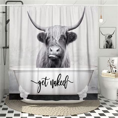 DESIHOM Juego de cortinas de ducha altas con diseño de vaca de las