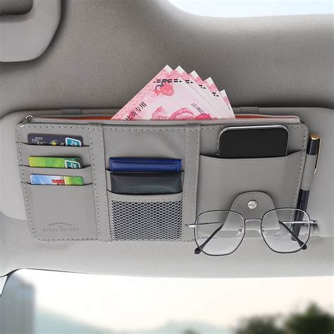 Sun Visor Organizer Multi Function In Car Glasses Clip Registration