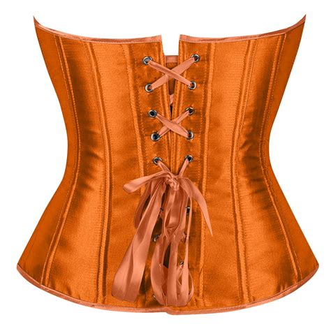 Trdsipl Orange Corset Tops For Women Sexy Floral Pleated Trim Lace Up Corset Lingerie Boned Push