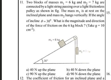 Two Blocks Of Masses M1 5kg And M2 6kg Are Connected By A Light