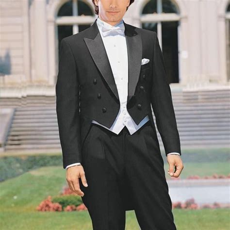 Custom Made To Measure Tailcoatbespoke Black Groom Tuxedos Satin Peak