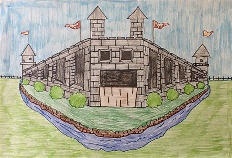 draw  point perspective castles castle perspective