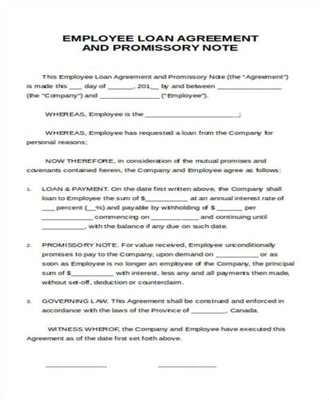 Employee Loan Agreement Template Free Doctemplates