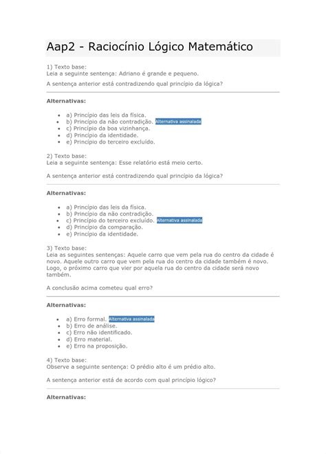 Sobre O Desenvolvimento Do Raciocínio Lógico Matemático Leia Atentamente