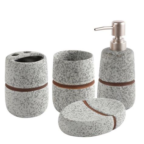 Buy Grey Ceramic Bathroom Accessories 4 Pcs Set Mydeal