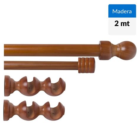 Set De Barra Cortina Doble Mm Cm Madera Chocolate Sodimac