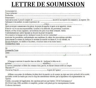 Exemple De Mod Le De Lettre De Soumission Pour Appel D Offre En