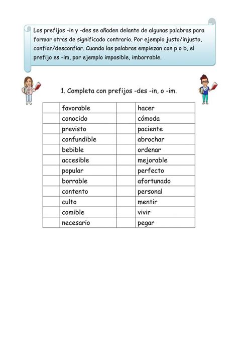 Ejercicio Interactivo De Prefijos Y Sufijos Para Cuarto Nbkomputer