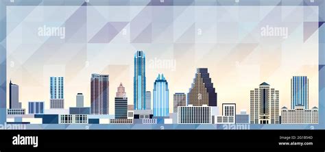 Austin skyline vector colorful poster on beautiful triangular texture ...