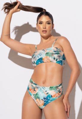 Biquíni MVB Modas Hot Pants Cintura Alta Top Faixa Alça Maldivas Compre Agora Dafiti Brasil