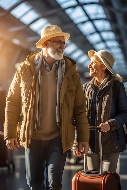 Premium Photo Seniors Navigating The Airport With Style