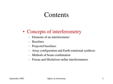 Ppt Optics In Astronomy Interferometry Powerpoint Presentation