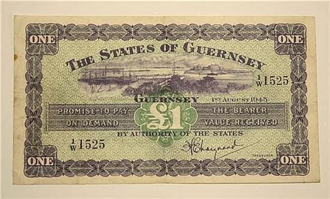 Lot A States Of Guernsey One Pound Banknote Dated St August No