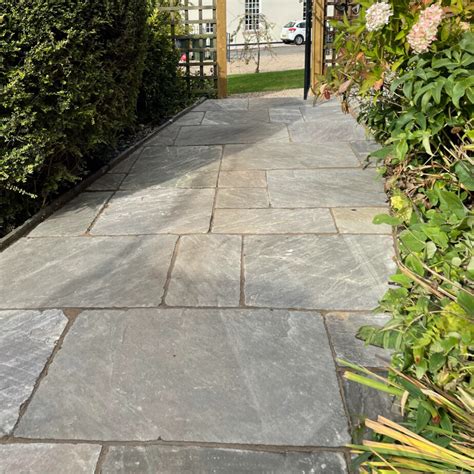 Sagar Black Tumbled Indian Sandstone Paving Slabs Patio Pack 25mm