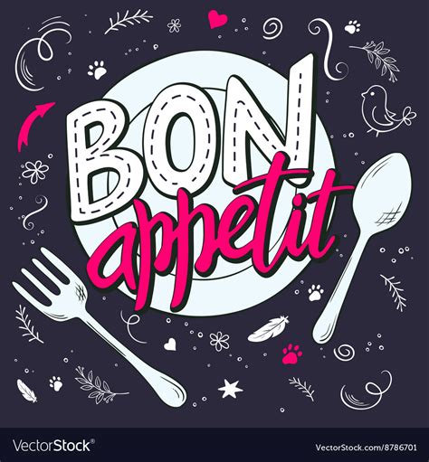 Hand Lettering Expression Bon Appetit Royalty Free Vector