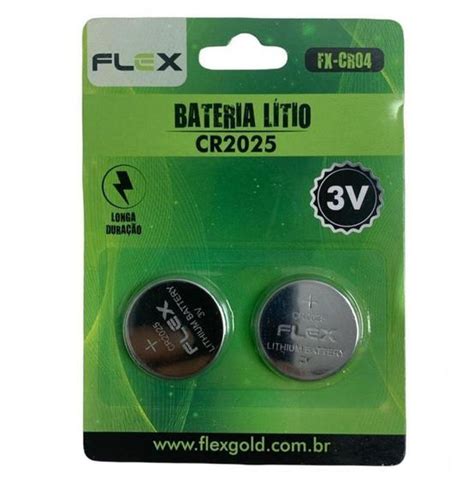 Pilha Bateria CR 2025 De Litio Cartela C 2 Unid Flex BAZZI COMPANY