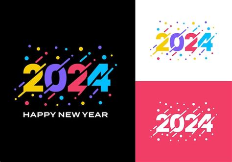 Premium Vector 2024 Happy New Year Number Text Modern Futuristic