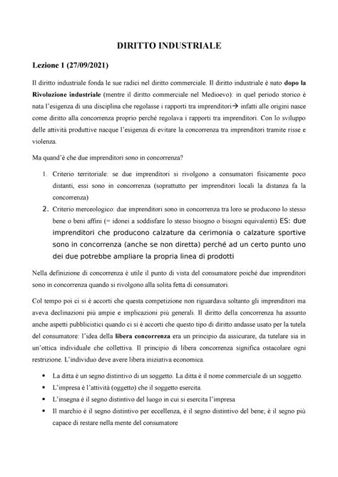 Diritto Industriale Materiale Sufficiente Per La Preparazione All