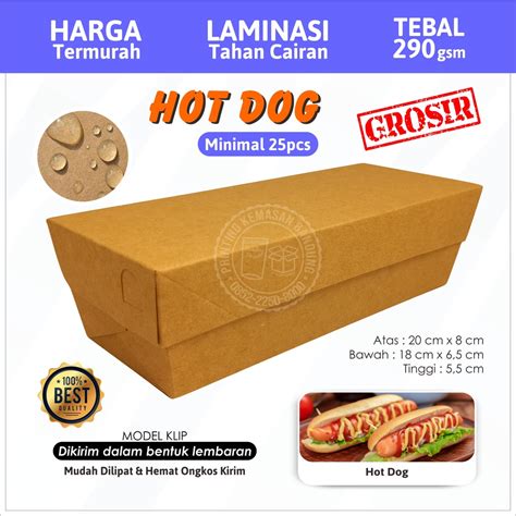 Jual Box Hot Dog Hotdog Paper Kraft 290gsm Dus Kemasan Makanan Sosis