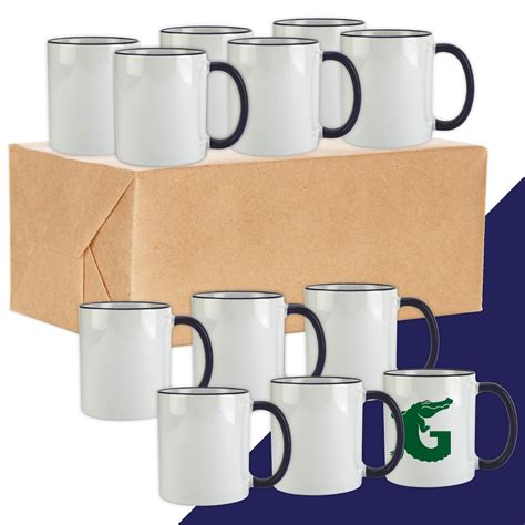 Gator Sublimation Blank Ceramic Mug White With Color Handle And Rim