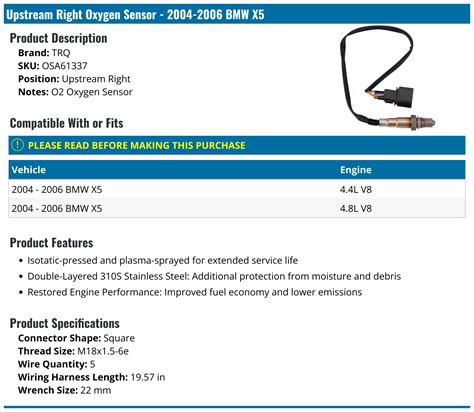 2004 2006 Bmw X5 Oxygen Sensor Trq Osa61337 Upstream Right