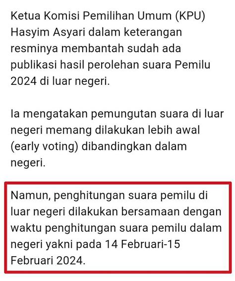 Salah Hasil Perhitungan Suara Luar Negeri Pasangan Prabowo Gibran