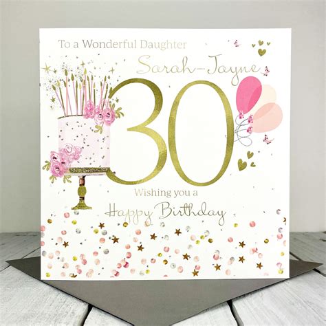 Large Daughter 30th Birthday Card Cake And Balloons 21st 18th Etsy Uk