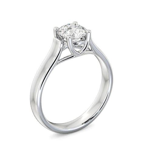 Round Diamond Wide Band Engagement Ring Palladium Solitaire | Lorel ...