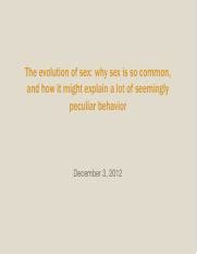 Dec 3 Pdf The Evolution Of Sex Why Sex Is So Common And How It Might Explain A Lot Of