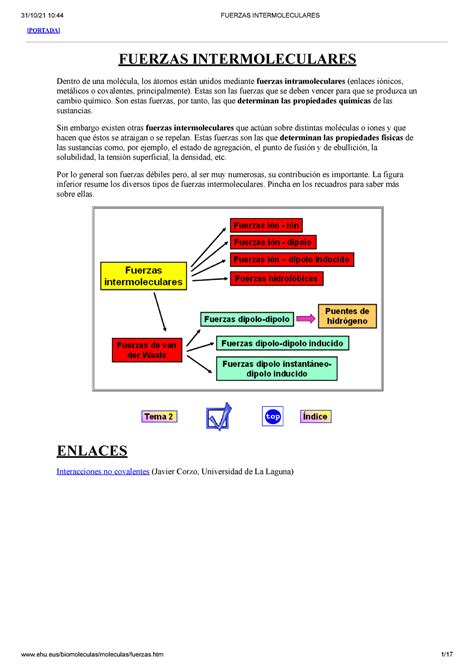 Fuerzas Intermoleculares PORTADA FUERZAS INTERMOLECULARES Dentro De