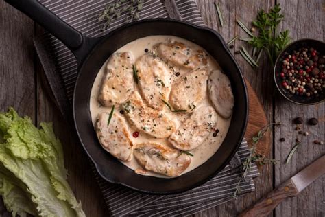 Premium Photo Cooked Chicken Breast With Sauce In Frying Pan