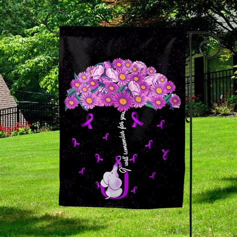 Alzheimers Flower Flag Awareness Month Garden Flag I Will Remember For You Ribbon Graphic