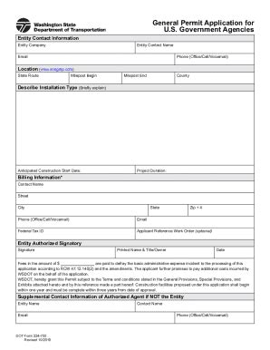 Fillable Online Wsdot Wa DOT Form 224 700 Application Instructions For