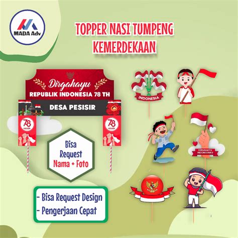 Jual Topper Kue Custom Hut Ri Topper Custom Kemerdekaan Topper