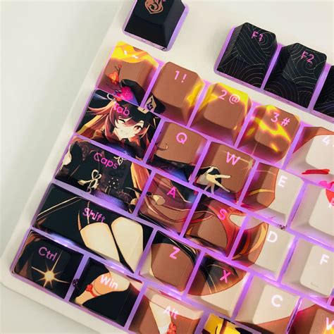 Mua Genshin Impact Hu Tao PBT Backlit Keycaps 108 Full Keys Set Custom