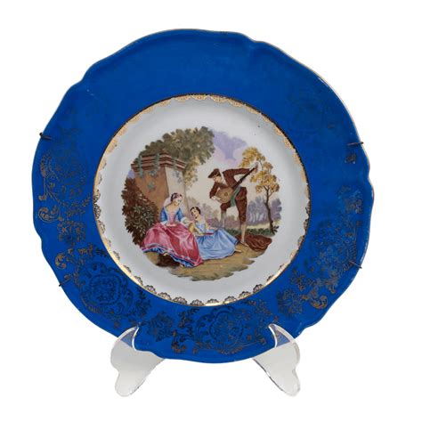 Antigo Prato Decorativo Em Porcelana Bavaria Cena Galante Império dos