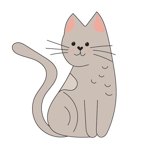 Gato En Estilo Garabato Aislado Vector Premium