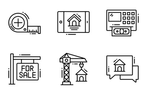 Real Estate Icon Pack Outline 50 Svg Icons