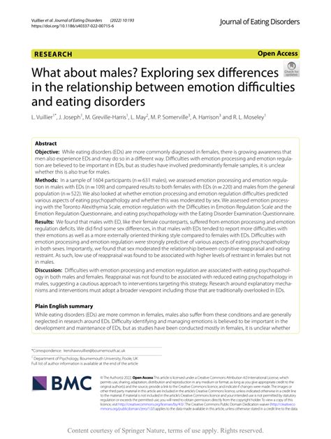 Pdf What About Males Exploring Sex Differences In The Relationship